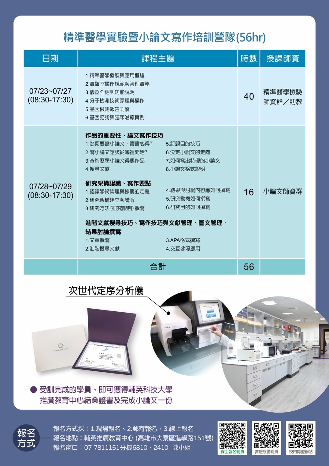 109年精準醫學實驗暨小論文寫作培訓營隊2